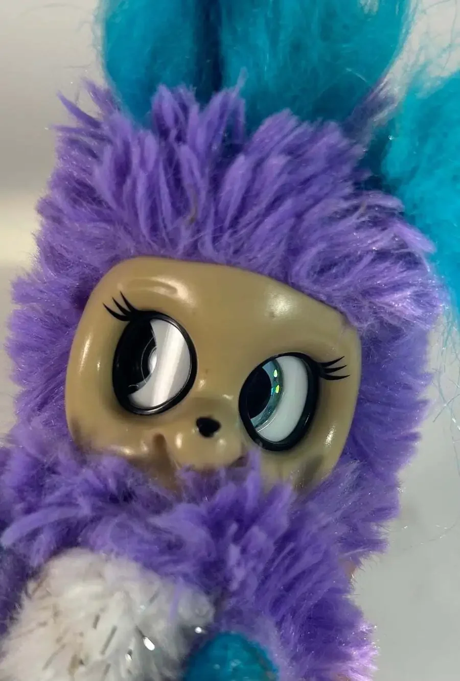 Purple & Teal Bush Baby Raccoon Eyes and ears move puppet